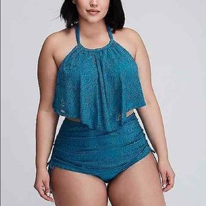 Lane Bryant Blue Crochet Bikini Top